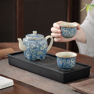 陶瓷茶具組 功夫茶具整套一壺兩杯 茶盤 茶壺 茶杯 家用輕奢
