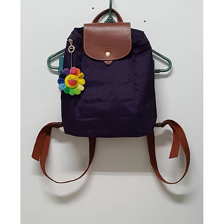 私物-Longchamp 深紫色 葡萄紫 摺疊後背包