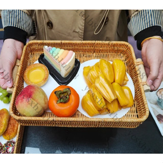 ✨新店開業 限時下殺✨越南 仿藤編筐 編織收納 點心小圓零食果盤 復古田園風 圓形小號籃 大號籃