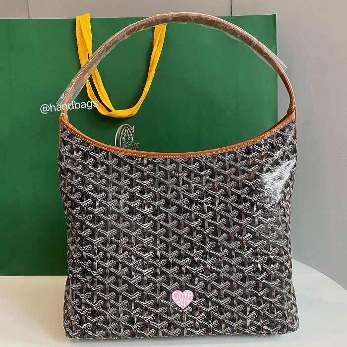 ❥寶媽代購❥ GOYARD 棕色 限定 彩繪 紫愛心 Bohème Hobo Bag 肩背 手提 Hobo包