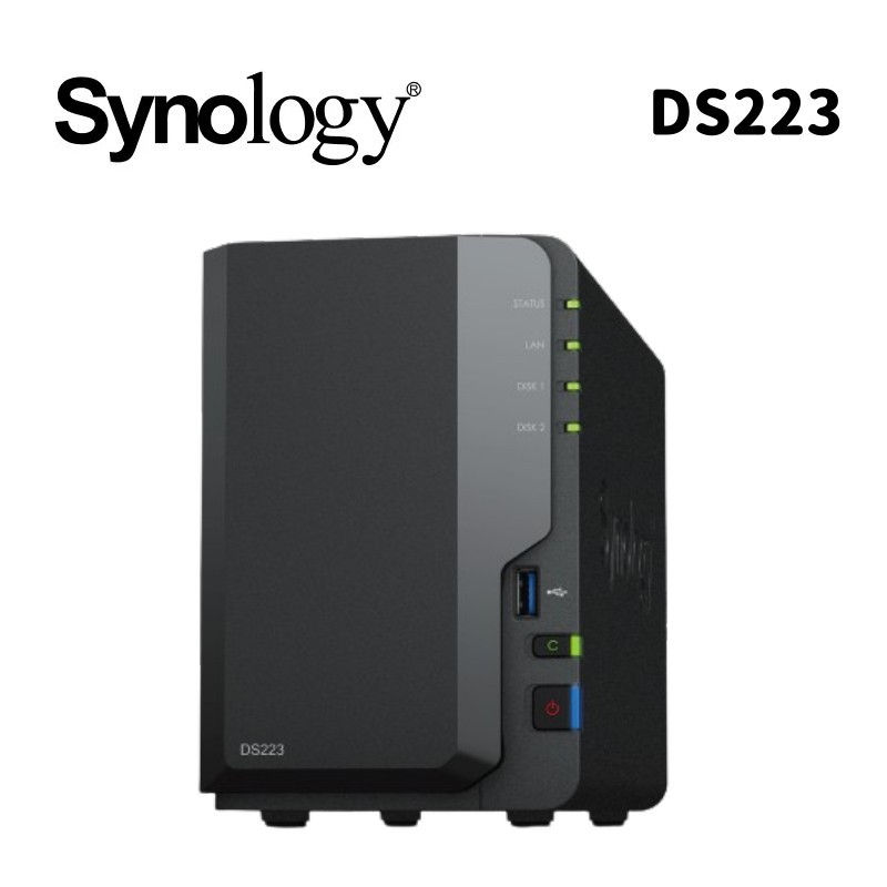 Synology 群暉 DiskStation DS223 2Bay NAS網路儲存伺服器【可升級】