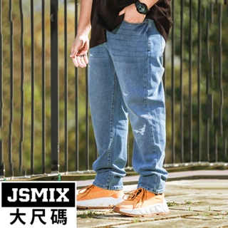 JSMIX大尺碼服飾-大尺碼彈力復古水洗牛仔長褲【42JN9574】