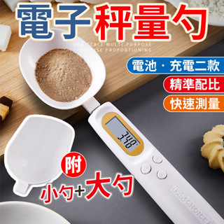 【附大勺+小勺】湯匙秤 電子秤量勺 迷你電子秤 寵物糧勺 充電電子量勺 量勺秤 茶葉秤重 烘焙量匙 奶粉咖啡豆量勺量匙秤