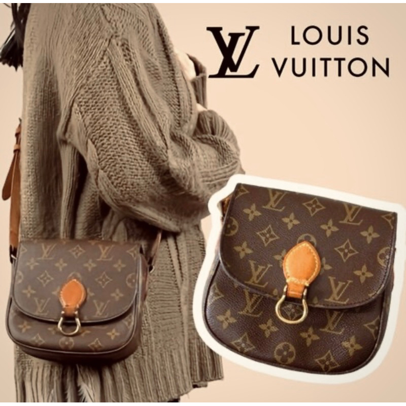 Louis Vuitton Vintage中古包 LV 黃金中號Saint Cloud MM 老花馬蹄牛蹄小豬包 馬鞍包