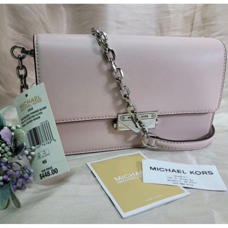 MICHAEL KORS MK 斜背包 側背包 鍊帶包 MK CECE中款 全真皮 粉色  現貨