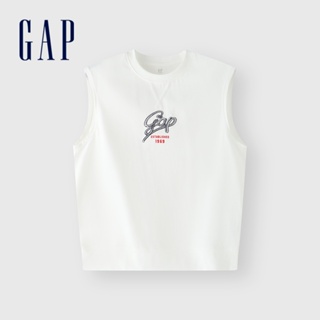 Gap 男童裝 Logo純棉圓領背心-白色(466266)