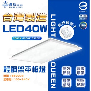 [四組宅配免運費] 臺灣製造 40w 4000lm LED平板燈 辦公室照明 輕鋼架 無藍光 保固兩年