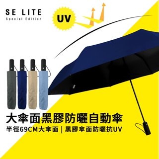 【SE Lite】27吋大傘面黑膠防風自動傘_深藍 抗風 大傘面 自動傘 黑膠 降溫 晴雨傘