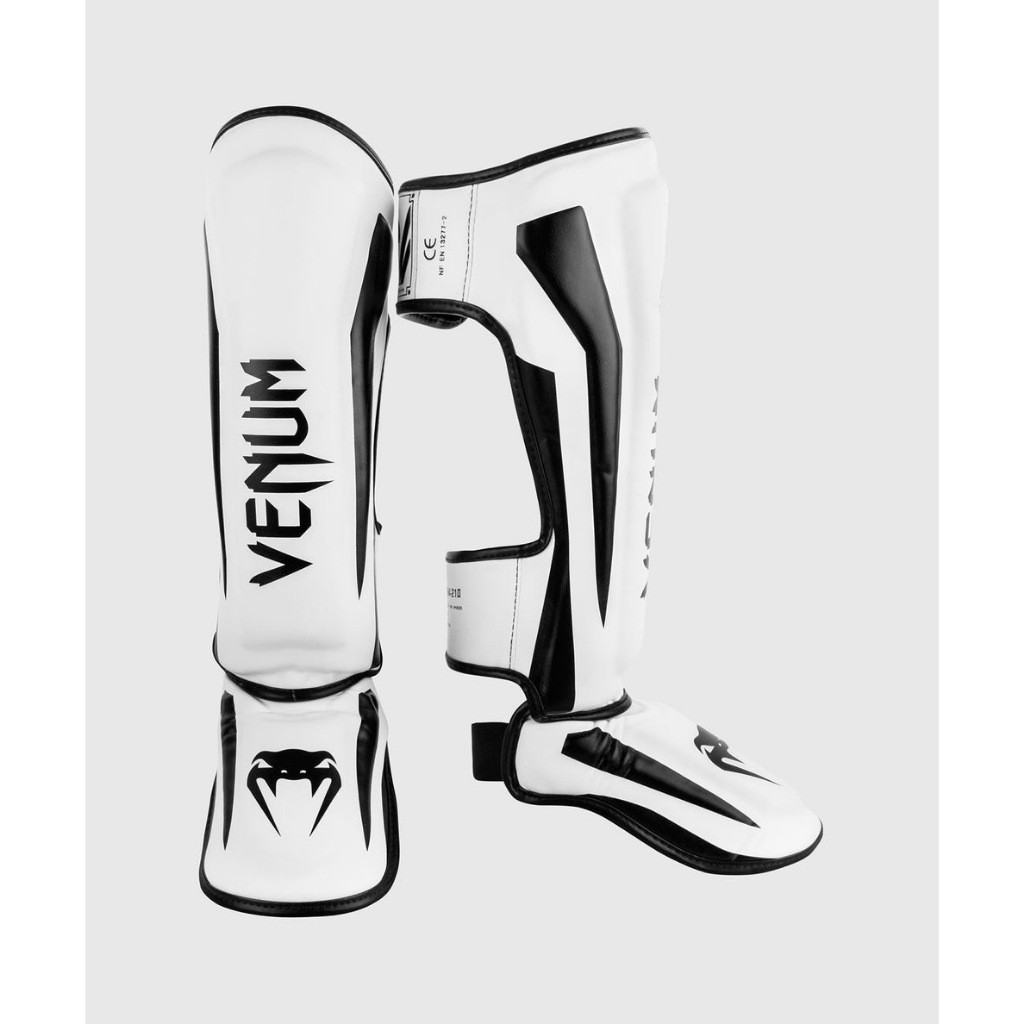 全省免運費-Venum Elite 站立​​式護腿板-護腿 護腳脛 護具-拳擊 跆拳道 泰拳-護脛 白色/黑色(M)