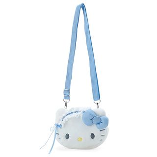 Sanrio 三麗鷗 天使界隈風格 造型絨毛斜背包 淺藍系 Hello Kitty