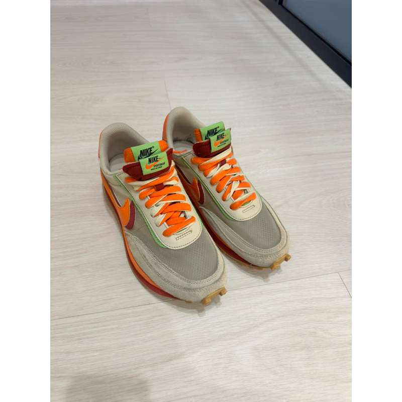 Clot x Sacai x Nike LDWaffle 米白橘 US 8.0 休閒鞋 男鞋