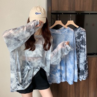 ZUCAS - (現貨)韓版炫染微透寬鬆防曬長袖上衣 女裝 衣服 寬鬆上衣 顯瘦上衣 冬裝 長袖t恤 -W-211