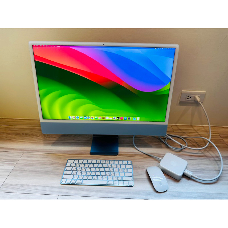 台中 2021 iMac 24吋 4.5K Retina M1晶片 8G 256g 藍色 蘋果電腦 有原本盒裝