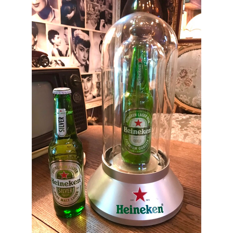 Heineken 海尼根 啤酒 裝飾燈 氣氛燈 夜燈 玻璃鐘罩 玻璃罩 燈 擺設 擺飾 絕版 海尼根收藏