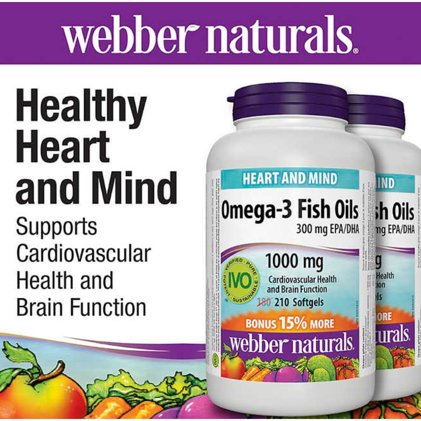 限時優惠 Webber Naturals 1000 毫克 Omega-3 軟膠囊，210 粒