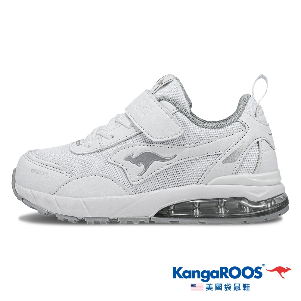 【KangaROOS 美國袋鼠協】童鞋 K-RIDER 2 防潑水氣墊童鞋 緩衝透氣 穩定支撐 (白-KK41789)
