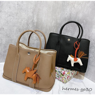 二手旗艦 HERMES 愛馬仕 大象灰色 黑色 30CM Garden party (中友店)