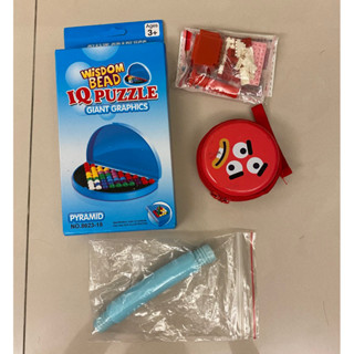 二手兒童玩具-智慧豆IQ Puzzle 金字塔、塑膠積木筆套、圓形錢包、伸縮管