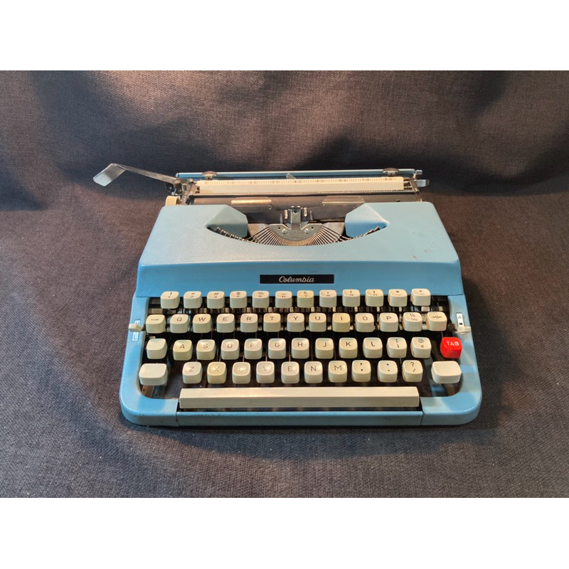 日本製 古董打字機 天空藍 NAKAJIMAALL 型號3000 功能正常 蓋起來長32寬30高8.8公分