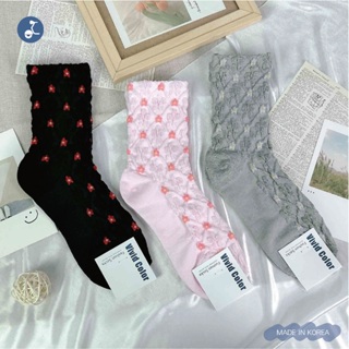 【OTOBAI】韓國長襪 可愛襪子 花朵襪子 中筒襪 韓國襪 女生襪子 襪子韓國 襪子 SOCKS 襪子女中筒