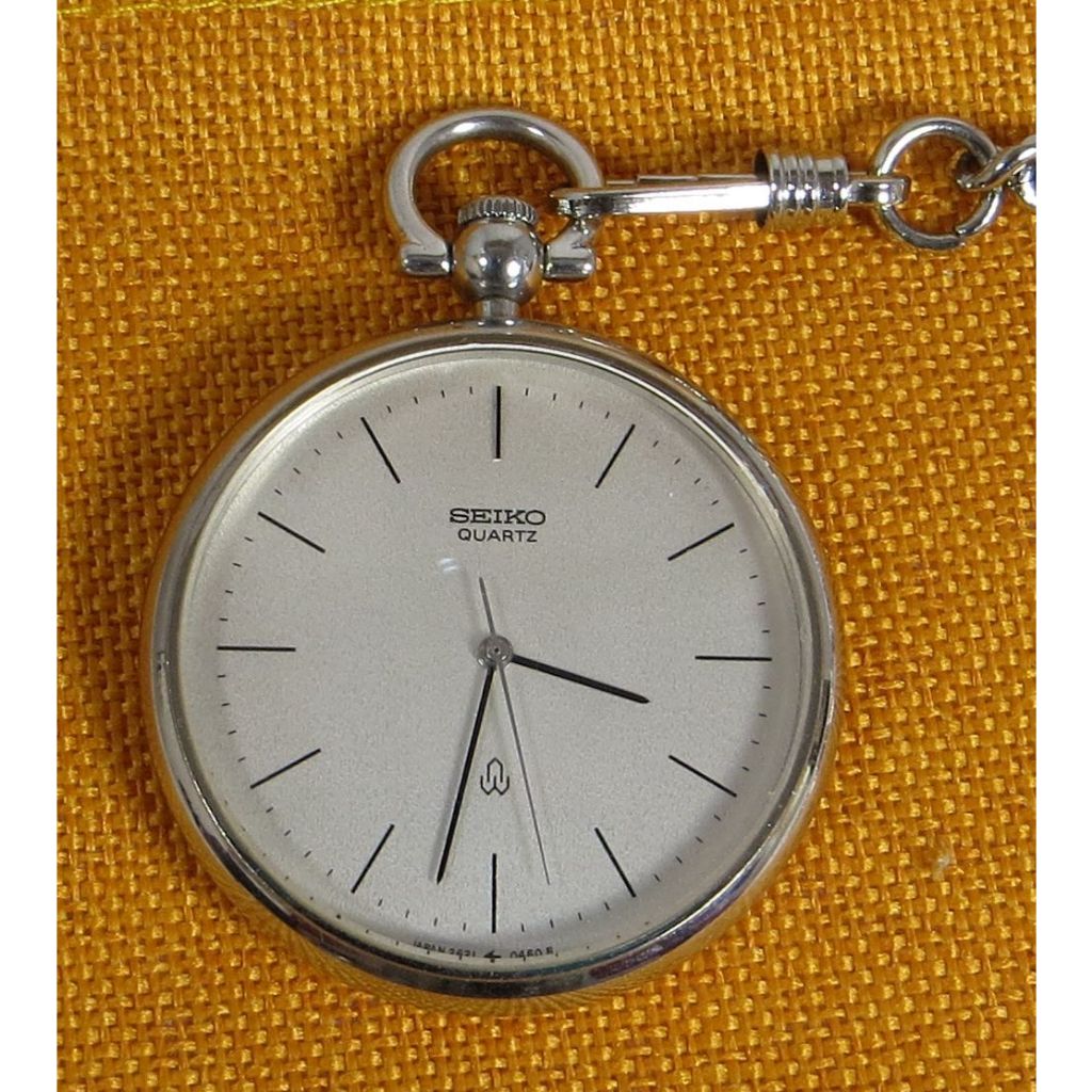 ੈ✿ SEIKO 精工 懷錶 日本製 石英機芯 大三針 米白色紙紋錶盤 走時精確 原廠錶鏈 全鋼錶款 耐用有型