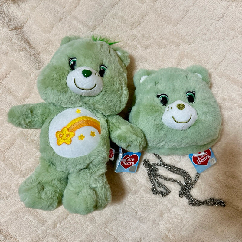 ［全新］泰國帶回Care bears 25公分綠色娃娃、包包一起賣
