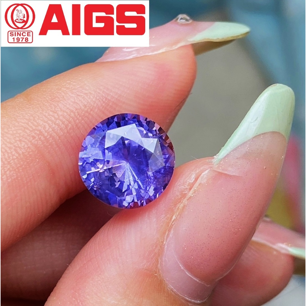 【台北周先生】周老闆說GRS會有80%開變色藍寶石！無燒錫蘭！變色強！天然紫色藍寶石 6.07克拉 紫剛 送AIGS證書