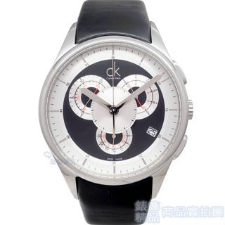 CK Calvin Klein K2A27102手錶 都會時尚 三眼 日期 黑皮帶 男錶【錶飾精品】