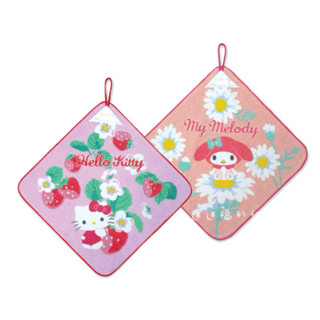 日本 Hello Kitty 美樂蒂 庫洛米 純棉 擦手巾 大方巾 可書寫姓名 掛繩方巾 34*35cm