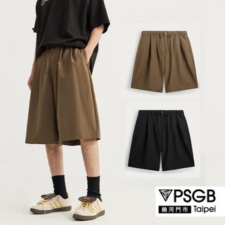 PSGB Taipei-N0-9027-寬版西料短褲-男短褲-休閒-流行-服飾-男裝-女裝-夏日-情侶款(現貨)