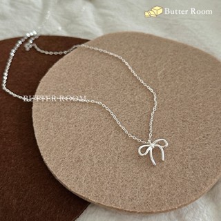 Butter Room 簡約蝴蝶結項鍊 （銀） 免運 迷你 飄帶 絲帶 緞帶 甜酷風 精緻 可愛 雙層蝴蝶結