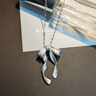 [Relise] （臺灣現貨） A0320! 通體純銀 925純銀 蝴蝶結襯衫女簡約名媛風飄帶氣質鎖骨鏈/項鍊