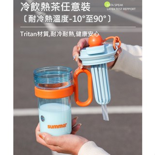 Tritan雙飲隨手杯 直飲水杯 吸管水杯 撞色星球吸管冷水杯 (550ml)吸管冷水杯 雙飲杯 直飲+吸管