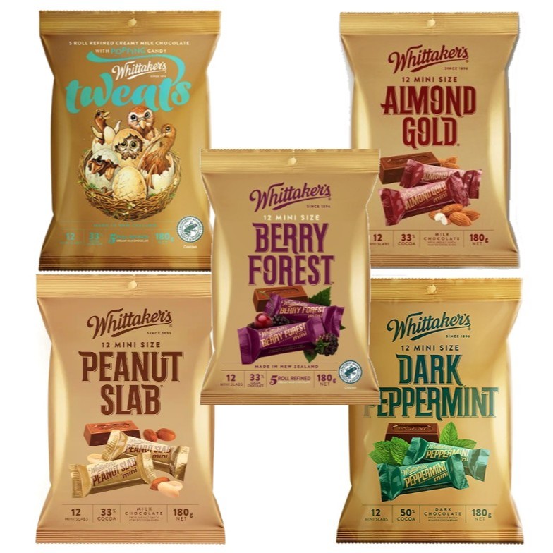🐾 紐西蘭 Whittaker's 磚形分享包 跳跳糖 薄荷 莓果 脆片 巧克力 紐西蘭巧克力