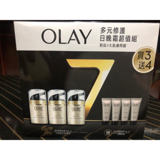 Olay 日/晚霜(50g*3+14g晚霜*4)一組1290元。