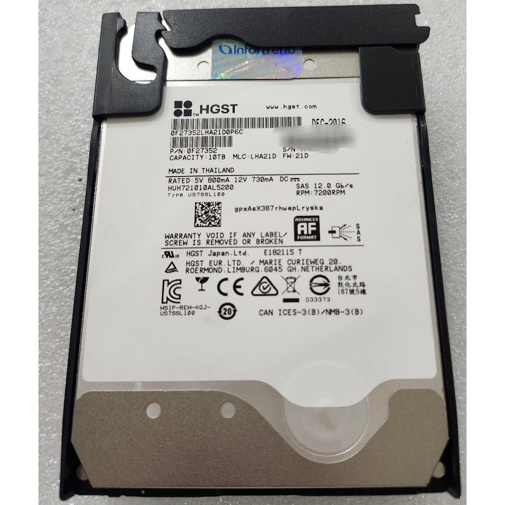 ☆桌機不能用☆HGST/EXOS 10T SAS 12G/bs 氦氣碟