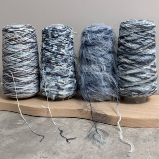 藍色段染💙仿貂毛 大肚波紋紗 網布紗 馬尾紗 DIY手作鉤針編織棒針 圍巾 包包 帽子