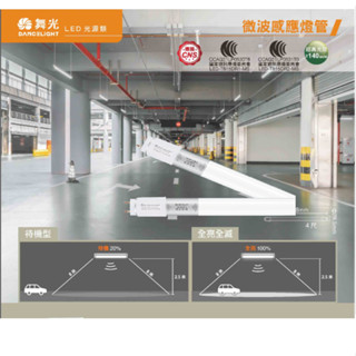 舞光LED 微波感應燈管 T8 2尺 8W 4尺 15W 白光 20%待機型 全亮全滅型 停車場燈管 待機 高亮度