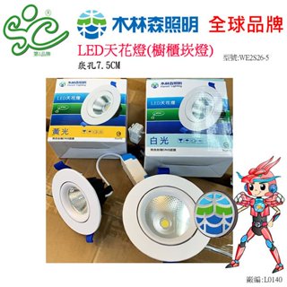【木林森】LED 5W天花燈(櫥櫃崁燈)崁孔:7.5CM-白光