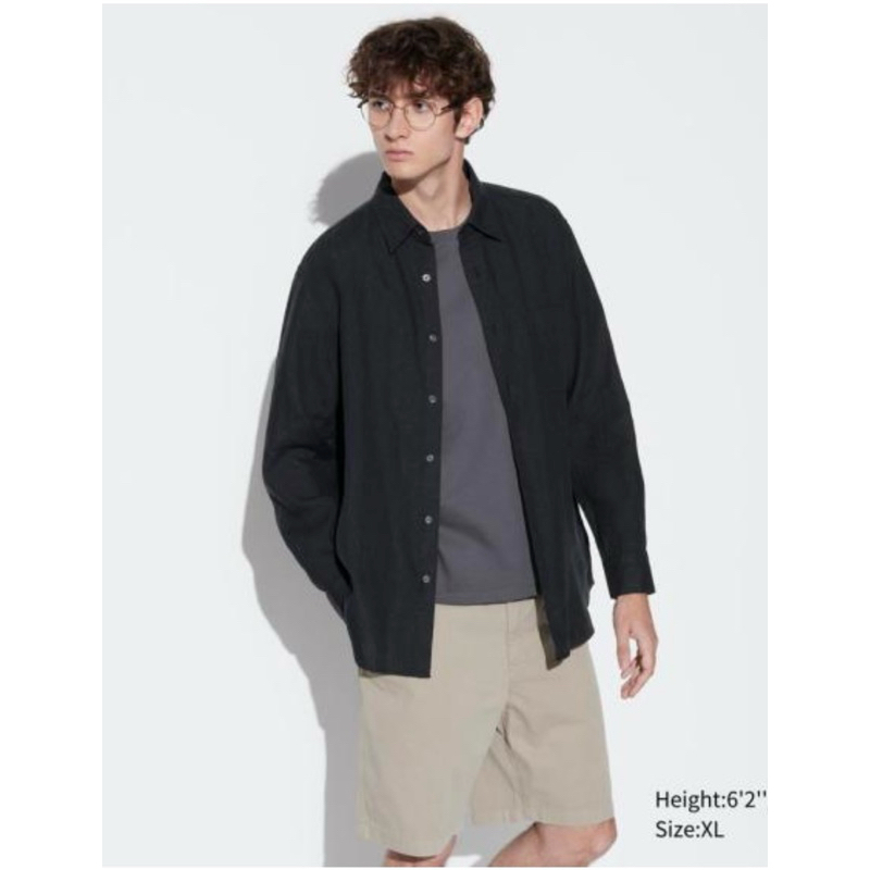 Uniqlo 黑色亞麻襯衫