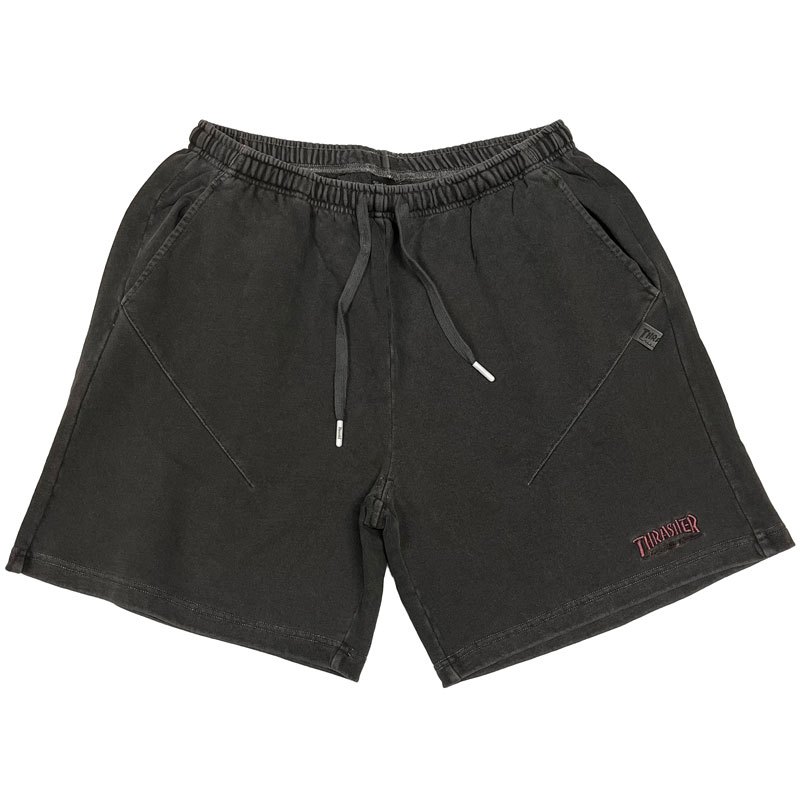 THRASHER 日本限定 017090-01 WIDE SWEAT SHORTS 重磅棉質 短褲 (水洗黑色)