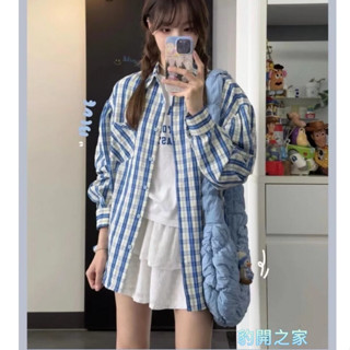 【豹開之家】高品質格子襯衫 長袖襯衫 女生衣服 休閒襯衫 格紋襯衫 襯衫女 防曬外套 韓版百搭上衣 休閒寬松外套N316