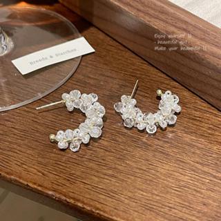 衣時尚 耳環 耳環 耳環 新款銀針輕奢小眾水晶C形耳圈耳環女ins潮高級設計感耳環網紅耳環S210-85351.