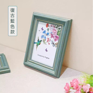臺灣現貨供應中～創意復古藍美式相框10吋字畫畢業照片大合照擺件