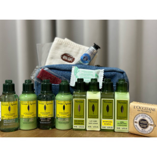 全新【L’OCCITANE】歐舒丹15件旅行組（蘭城晶英）盥洗收納包 洗髮 潤髮 身體乳 香皂 護手霜
