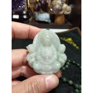 翡翠A貨冰糯種寶瓶觀音左仙女右仙童/玉佩/吊墜/玉墜/玉牌(附證書)