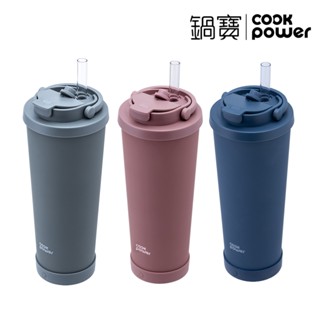 鍋寶手提真空保溫保冰雙飲陶行杯860ml(附Tritan珍珠吸管)