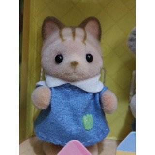森林家族 新品拆售 幼稚園制服寳寳〔斑紋貓寳寳+粉紅色側揹包〕斑紋貓 制服 寳寳 上學 站寳