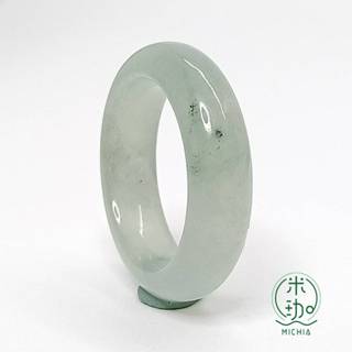 【米珈MICHIA】直徑16.9mm 天然翡翠 冰糯種 淺煙灰 帶綠 戒指 戒圈 玉戒 指環 緬甸玉（E266)