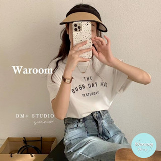Waroom|售完不補 韓國簡約英文字母圓領純棉T|女裝|短袖上衣|休閒上衣|學生|寬鬆|短袖T恤|棉T 121078